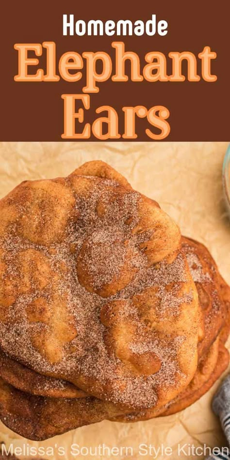 Elephant Ear Recipe, Homemade Elephant Ears, Elephant Ears Recipe, Carnival Food, Homemade Pastries, Homemade Dough, Fried Dough, Funnel Cake, Bread Recipes Sweet