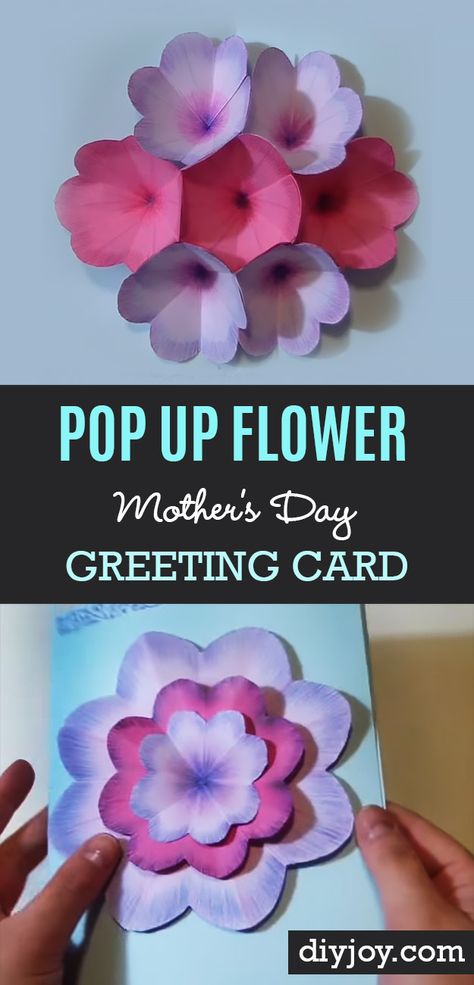 Creative DIY Mothers Day Card With Pop Up Flowers - Cool Homemade Card Ideas to Make for Your Mom on Mother's Day Pop Up Flower, Diy Mothers Day, Homemade Gifts For Mom, 3d Templates, Diy Mother's Day Crafts, Diy Gifts For Mom, Mothers Day Crafts For Kids, Mother's Day Greeting Cards, Ideas Hogar