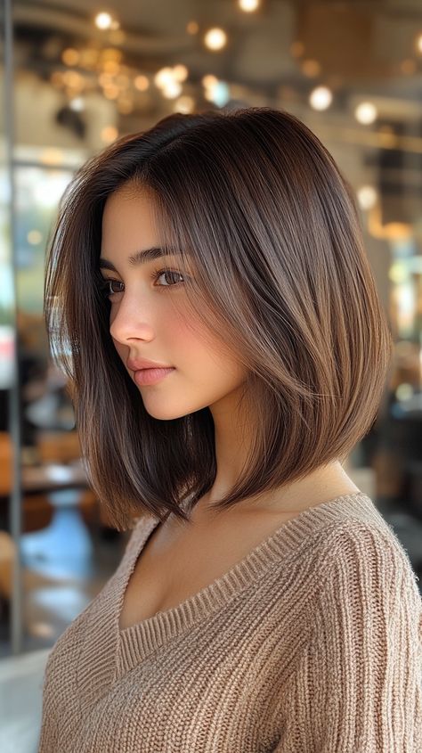 ✨ Chic Long Aline Bob Lob Haircuts Journey | Pinterest Favorite 💅🌟 Women Bob Haircut Shoulder Length, Healthy Hair Short, Stacked Lob Haircut, Healthy Short Hair, Long Aline Bob, Women Bob Haircut, Haircuts With Balayage, Wavy Lob Haircut, Long Aline