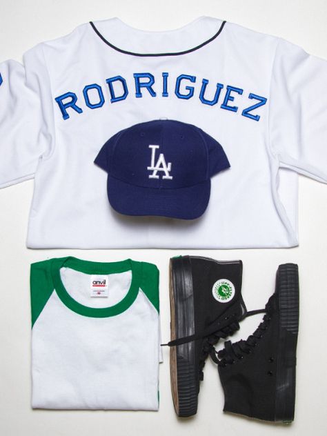 Benjamin Franklin Rodriguez, Sandlot Costume, Sandlot 2, Sandlot Party, Benny From Sandlot, Sandlot Birthday, Benny Rodriguez, Sports Day Outfit, Black Pink Logo