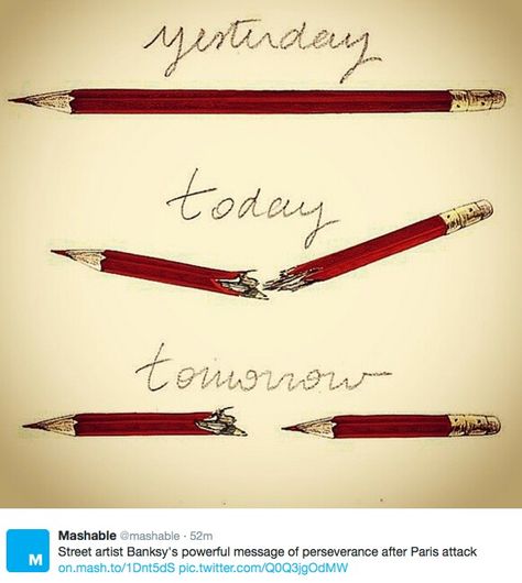 Yesterday, today, tomorrow pencil progression by Banksy Broken Pencil, Diet Tea, Deep Meaning, Freedom Of Speech, Yesterday And Today, Street Artists, Banksy, The Words, Essie