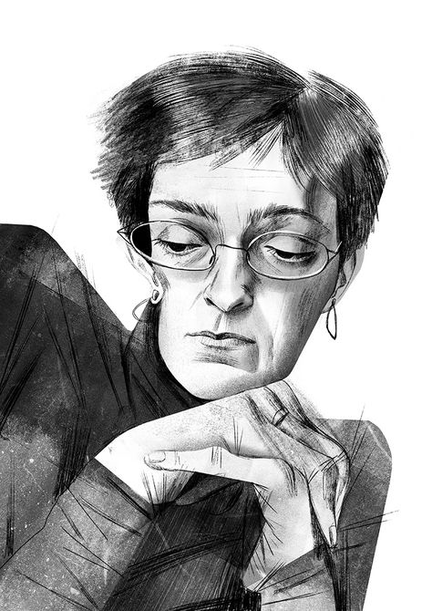 Anna Politkovskaya portrait on Behance Anna Politkovskaya, Drawing Digital Art, Winter Portraits, Riso Print, Magazine Illustration, Drawing Digital, Woman Illustration, Abstract Portrait, Ink Illustrations