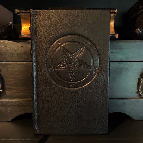 Satanic Bible, Anton Lavey, The Satanic Bible, Gothic Wall Decor, Occult Books, Divine Feminine Spirituality, Black Envelopes, Leather Bound Books, Science Fiction Books