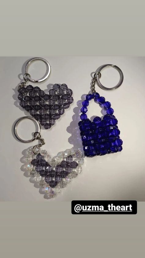 Mini Bead Art, Beaded Bag Keychain, Beaded Key Chain, Beads Keychain, Beads Bag, Bead Heart, Hand Beaded Bag, Bead Keychain, Bead Bag