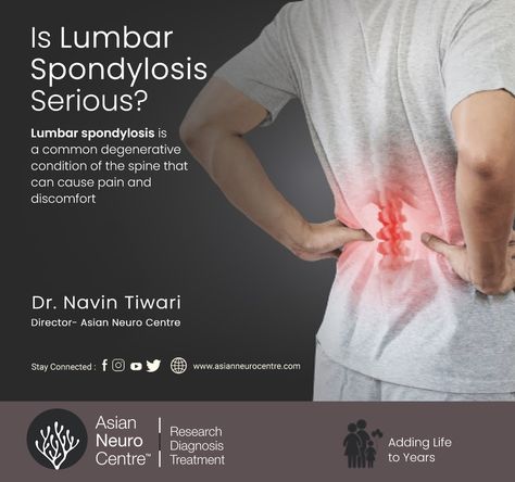 Lumbar spondylosis is a natural part of the aging process. Over time, the discs in your spine may lose some of their water content, causing them to shrink. Lumbar Spondylosis, Aging Process, Medical, Water