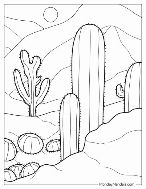 24 Cactus Coloring Pages (Free PDF Printables) Desert Coloring Pages Free Printable, Desert Coloring Pages, Cactus Template, Cactus Coloring Page, Cactus Outline, Cactus Printable, Garden Coloring Pages, Garden Coloring, Coloring Pencils