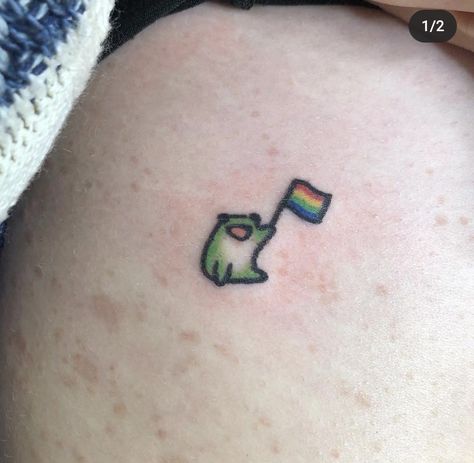 Funny Tattoo Designs, Lgbt Tattoo, Funny Tattoo, Gay Tattoo, Pride Tattoo, Uv Tattoo, Frog Tattoos, Be Serious, Cute Little Tattoos