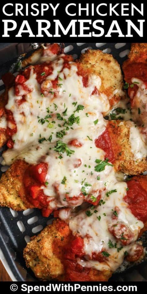 Air Fryer Chicken Parmesan, Air Fryer Recipes Chicken Breast, Chicken Entree, Air Fryer Fried Chicken, Breaded Chicken Breast, Chicken Parmigiana, Air Fried Food, Air Fry Recipes, Chicken Entrees