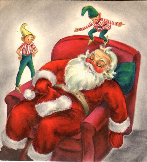 All sizes | sleeping-santa | Flickr - Photo Sharing! Vintage Christmas Greeting Cards, Vintage Christmas Images, Santa Claus Hat, Santa Claus Is Coming To Town, Old Christmas, Christmas Greeting Card, Old Fashioned Christmas, Christmas Memory, Vintage Christmas Cards