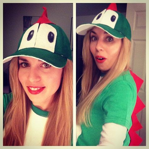 Video Game Costumes | POPSUGAR Tech Yoshi Costume Women, Diy Yoshi Costume Women, Yoshi Costume Diy Women, Video Game Halloween Costumes, Mario Character Costumes, Yoshi Halloween, Toad Nintendo, Nintendo Costumes, Mario Costume Diy