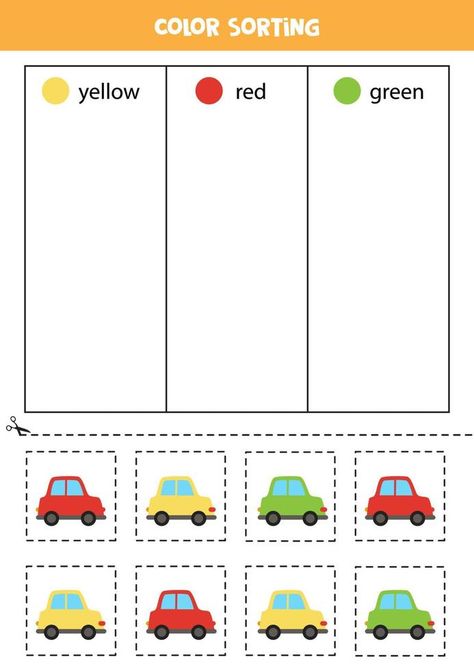 Car Worksheet Preschool, Blue Activities, Matematik Prasekolah, Colors Learning, Grandma Camp, Sort By Color, Table Activities, Colors For Children, Color Sorting Activities