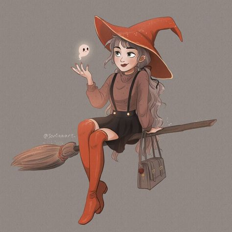 W.i.t.c.h Fanart, Animated Witch, Witch Drawing, Nature Witch, Witch Characters, Little Ghost, Witchy Wallpaper, Halloween Illustration, Magical Art