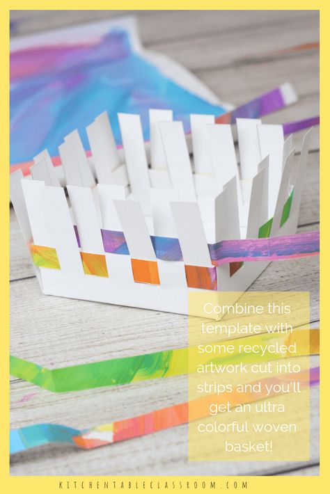 Learn how to make a paper basket using this free printable template. This paper basket weaving will sharpen weaving skills and is so sweet for gifting! Construction Paper Basket Weaving, Basket Weaving Craft For Kids, Construction Paper Basket, Paper Weaving Art Lesson, Making Baskets Ideas, Paper Weaving Art Projects, Paper Basket Template, Paper Weaving For Kids, Easy Basket Weaving