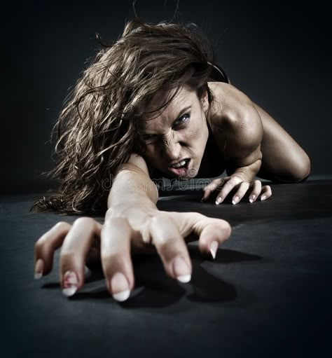 Evil woman. Creeping from dark , #spon, #woman, #Evil, #dark, #Creeping #ad Creepy Pose Reference, Person Crawling Reference, Evil Woman, Woman Stock Photo, Art Challenges, Action Pose Reference, Human Anatomy Art, Female Pose Reference, Human Reference