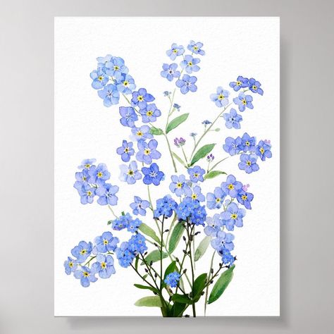 Forget Me Not Watercolor, Free Watercolor Flowers, Painting Flowers Tutorial, Learn Watercolor Painting, Japanese Watercolor, Watercolor Flowers Tutorial, Art Tutorials Watercolor, Watercolor Poster, Learn Watercolor