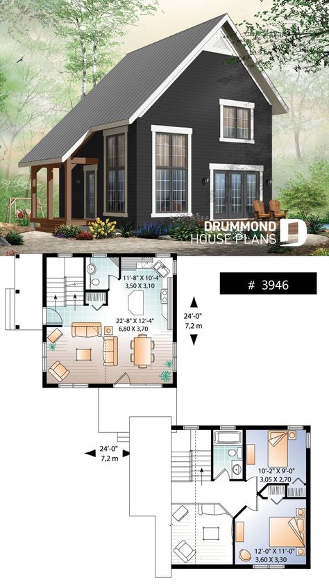 Cabin Design Plans, Bedroom Transitional Style, Tiny Cabin Design, Education Pictures, Tiny Cabin Plans, Cottage Design Plans, Escalier Design, Country Kitchens, A Small House