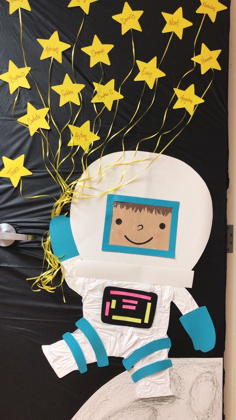 Blast off to space door decoration #space #classroom #teacher #astronaut Space Themed School Door, Astronaut Classroom Door, Space Theme Door Decor Classroom, Astronaut Display Classroom, Solar System Door Decorations Classroom, Space Theme Board, Outer Space Door Decoration, Kindergarten Graduation Space Theme, Astronaut Door Decorations Classroom