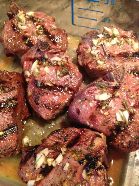 Lemon Rosemary Grilled lamb Loin Chops - keviniscooking.com Lamb Roast Recipe, Lamb Loin Chops, Goat Recipes, Lamb Loin, Lemon Bar, Lamb Burgers, Loin Chops, Slow Cooker Pasta, Bbq Ideas