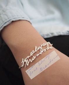 Handwriting Bracelet, Signature Bracelet, Handwriting Jewelry, Keepsake Jewelry, Diy Schmuck, Keepsake Gift, Craft Diy, Charm Bracelets, Shinee