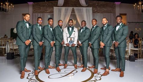 #emerald #groomsmen #wedding #champagne #blackwedding #black Emerald Groomsmen, Green Bridesmaid Dresses With Groomsmen, Emerald Green Groomsmen, Bridesmaid Dresses With Groomsmen, Green Groomsmen, Emerald Wedding Colors, Forest Green Bridesmaid Dresses, Emerald Green Wedding Theme, Wedding Groomsmen Attire