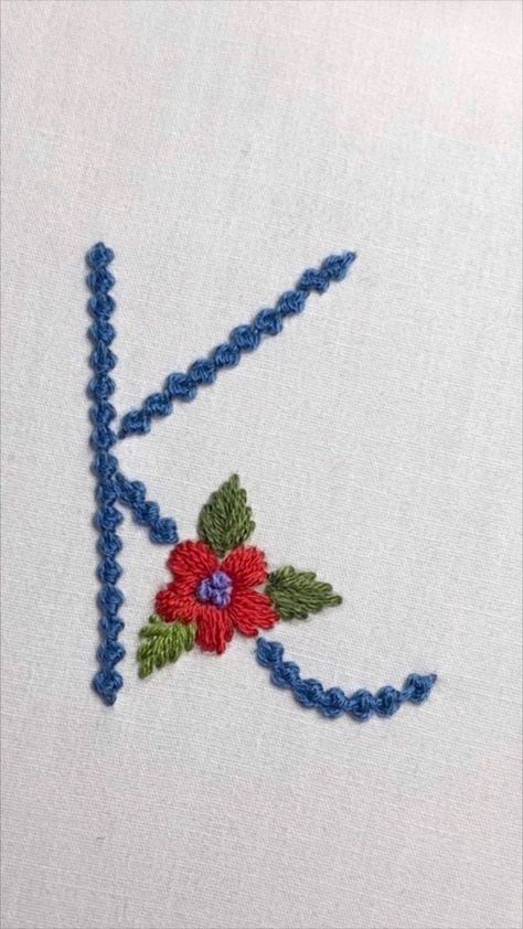 K Letter Embroidery Design, K Embroidery Letter, K Calligraphy Letter, Letter K Embroidery, K Embroidery, Initial Embroidery, Pillow Embroidery, Embroidery Stitch, Embroidery Letters