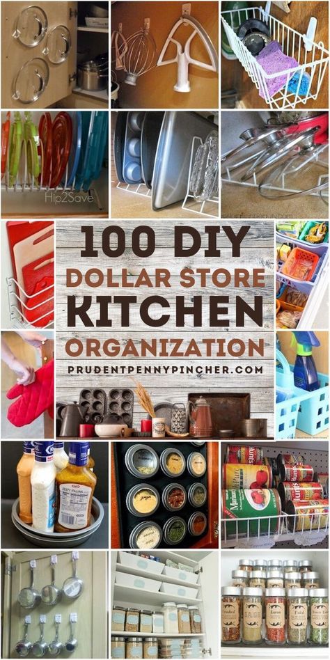 Organize your kitchen for cheap with these dollar store kitchen organization ideas. From clever pantry organization ideas to organizing kitchen cabinets, there are plenty of kitchen organizing ideas on a budget. These small kitchen organization ideas will help you maximize space. Dollar Store Kitchen Organization, Dollar Tree Kitchen Organization, Dollar Tree Kitchen, Diy Spice Rack, Dollar Tree Organization, Kitchen Organization Ideas, Dollar Store Diy Organization, Pan Organization, Diy Spices