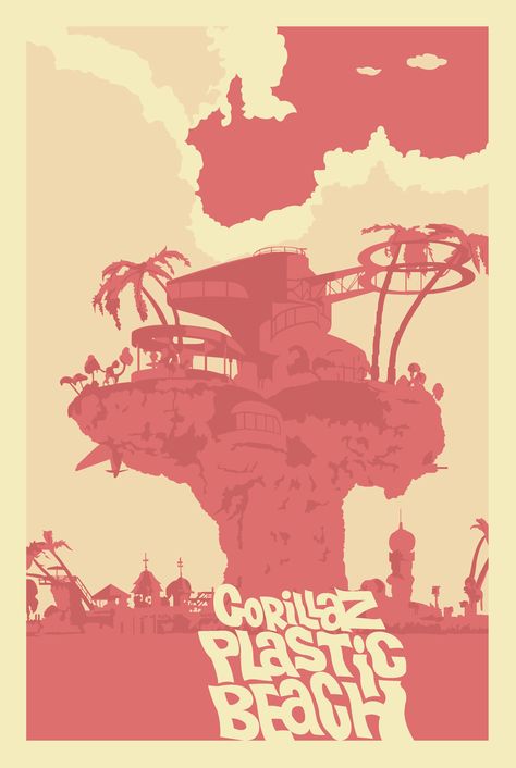 Gorillaz Poster Aesthetic, Plastic Beach Poster, Gorillas Poster, Plastic Beach Gorillaz, Gorillaz Poster, Gorillaz Plastic Beach, Plastic Beach, Earth Poster, Music Poster Ideas