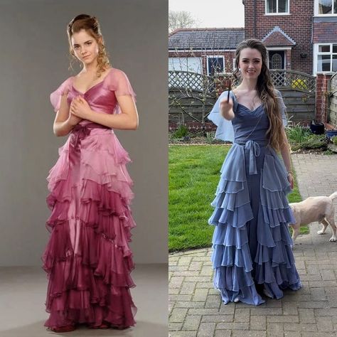 Hermoine Granger Prom Dress, Hermione Inspired Prom Dress, Hermione Granger Ball Dress, Hermoine Granger Yule Ball Dress, Hermione Prom Dress, Hermione Yule Ball Dress Blue, Hermoine Granger Dress, Hufflepuff Dress Yule Ball, Yule Ball Dress Blue