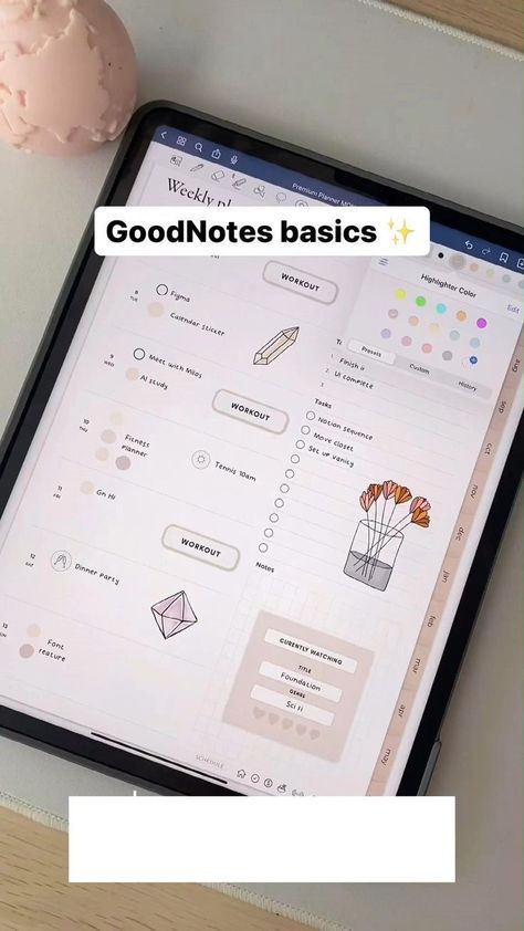 GOODNOTES Basic Tips For You - Easy Digital Planning Goodnotes Planner Ideas, Bullet Journal App, Task Calendar, Digital Bullet Journal, Ipad Essentials, Student Planner Printable, Planner Writing, Ipad Hacks, Planner Setup