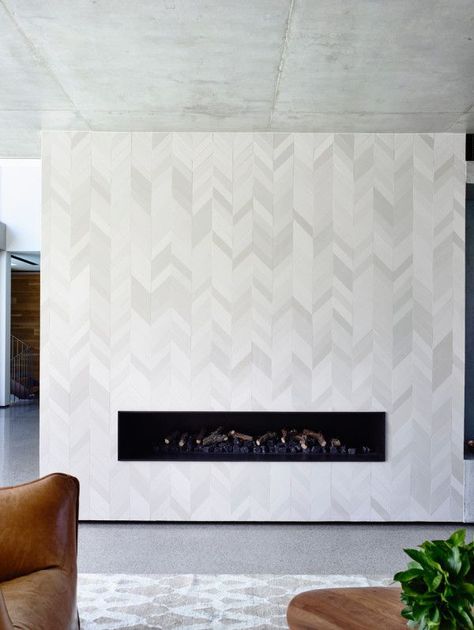 The Wolseley Residence designed by mckimm Design Camino, Tiled Wall, Wall Texture Design, Open Fireplace, Fireplace Remodel, Home Fireplace, Fireplace Makeover, Modern Fireplace, Fireplace Tile