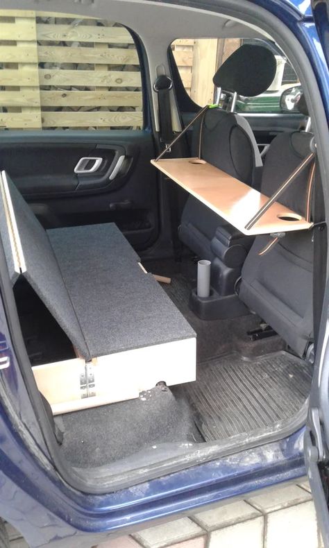 Diy Suv Camper, Microcamper Diy, Diy Car Camping, Suv Living, Suv Camper Conversion, Micro Camper Diy, Suv Storage, Mini Motorhome, Car Conversion