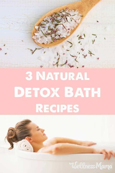 These natural detox bath recipes help naturally remove toxins from the body and boost health. Recipes for detox salt bath, detox clay bath and oxygen bath. Detox Bath Recipe, Natural Body Detox, Diy Detox, Bath Detox, Body Detox Cleanse, Detox Diet Plan, Wellness Mama, Bath Recipes, Detox Bath