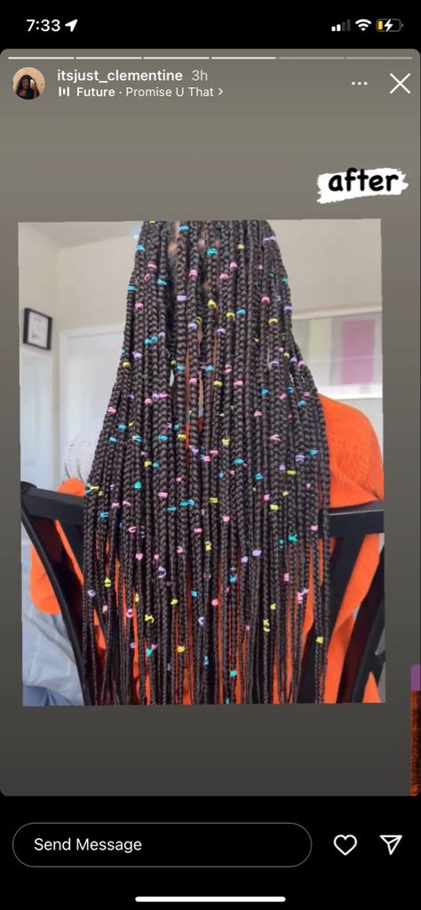 Knotless With Rubber Bands, Knotless Box Braids Hairstyles Ideas Color, Knotless Box Braids With Rubber Bands, Braids With Colorful Rubber Bands, Glitter Knotless Braids, Rubber Band Braids Hairstyles, Box Braids With Rubber Bands, Rubber Band Knotless Braids, Braids With Rubber Bands