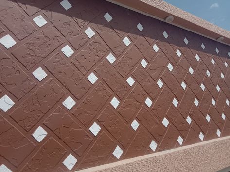 Texture Painting Walls Exterior Elevation, Compound Wall Texture Design Exterior, Exterior Wall Texture Patterns, Textured Wall Paint Designs, Compound Gate, Stone Cladding Exterior, Wall Texture Patterns, Colorful Bedroom Design, Wall Paint Patterns