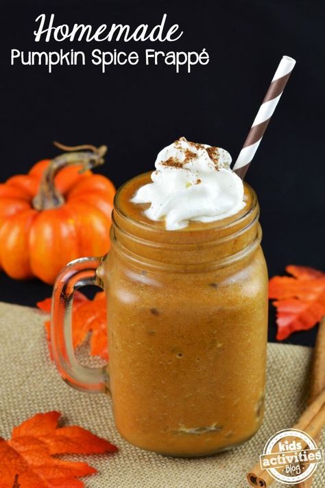 Easy Homemade Pumpkin Spice Frappe Recipe Kids Activities Blog Pumpkin Spice Frappe, Spiced Whipped Cream, Frappe Recipe, Homemade Pumpkin Spice, Drinks Ideas, Homemade Pumpkin, Frappe, Find Recipes, Pretty Food