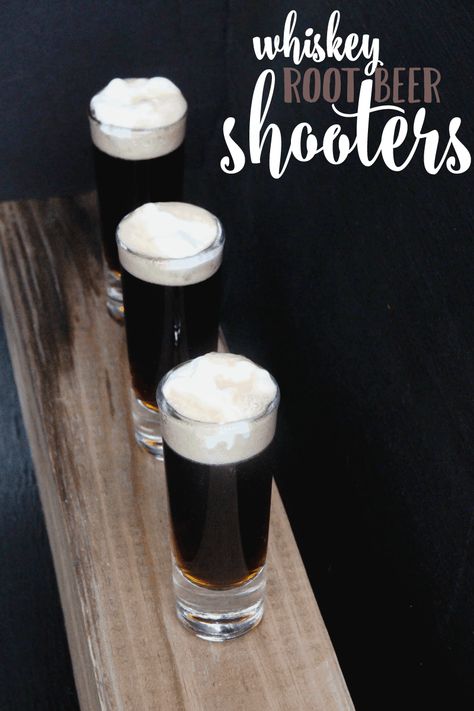 Not Your Father’s Root Beer Whiskey Shooters Whiskey Shooters, New Years Eve Drinks, Specialty Beer, Cocktail Chic, Beer Drinks, Foodie Photography, Sweet Days, Photography Home Decor, Thrifty Thursday