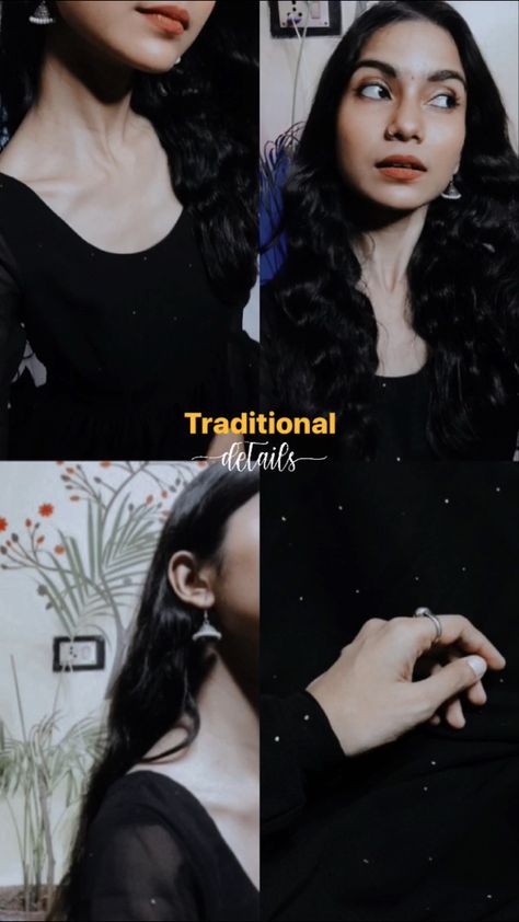 Insta Story Idea, Pretty Black Dresses, Aesthetic Story, Traditional Suit, Full Mehndi Designs, Fashion Traditional, Fancy Sarees Party Wear, Saree Poses, Indian Makeup