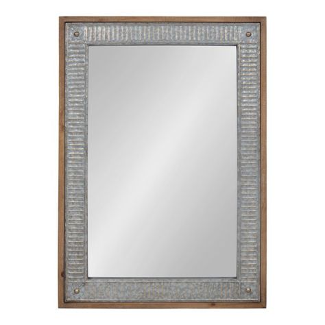 Kate and Laurel Deely Farmhouse Wood and Metal Wall Mirror, Rustic Brown - Walmart.com - Walmart.com Metal Wall Mirror, Silver Wall Mirror, Brown Walls, Rustic Farmhouse Style, Metal Mirror, Framed Mirror Wall, Galvanized Metal, Rustic Brown, Wall Mounted Mirror