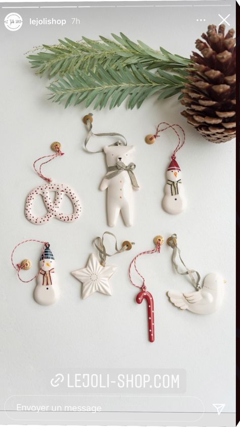 Ceramic Garland Christmas, White Clay Christmas Decorations, Xmas Clay Decorations, Ceramic Xmas Ornaments, Christmas Handmade Ornaments, Christmas Ornament Ceramic, Ceramic Xmas Decorations, Handmade Ceramic Christmas Decorations, Ceramic Tree Ornaments