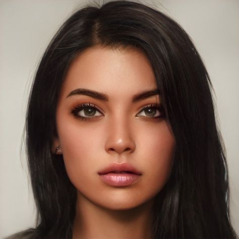 Artbreeder Female, Prom Eyes, 3d Portrait, Art Breeder, Digital Portrait Art, Face Characters, Human Art, Tan Skin, Digital Art Girl