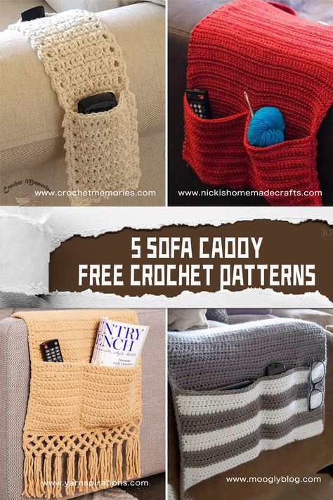 Walker Caddy Pattern Free Crochet, Crochet Couch Remote Holder, Crochet Tv Remote Holder Free Pattern, Crochet Sofa Organiser, Crochet Bed Caddy, Crochet Armchair Caddy, Crochet Arm Chair Caddy, Crochet Remote Caddy Pattern, Sofa Caddy Pattern