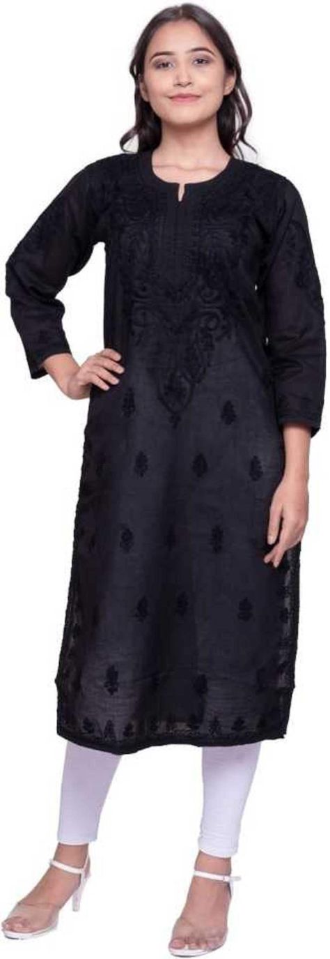 Chikankari Women Kurta Tops for Party Wear, Black Embroidery Women Kurta, Chikan Embraided Fancy Women Kurta, Black Cotton Kurta For Women by TRUSTFULGODOWNER on Etsy Ladies Kurta, Kurti Women, Kashmiri Embroidery, Embroidery Kurti, Chikankari Work, Women Kurti, Kurti For Women, Chikankari Kurta, Chikankari Embroidery