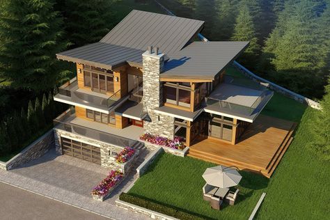 Roofs Architecture, Mid Century Classic, Mountain Home Exterior, Butterfly Roof, Timber Frame House, The Butterfly Effect, House Roof Design, Residential Building Design, Modern Architecture Building