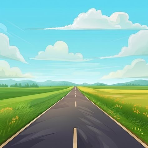 Un Dessin Animé D'une Route Avec Un Cham... | Premium Photo #Freepik #photo #route #autoroute #bord-route #chemin-route Route Illustration, Cartoon Road, Road Illustration, Road Drawing, Funny Cartoon Images, Cartoon Art Drawing, Empty Road, Inktober 2024, Draw Hands