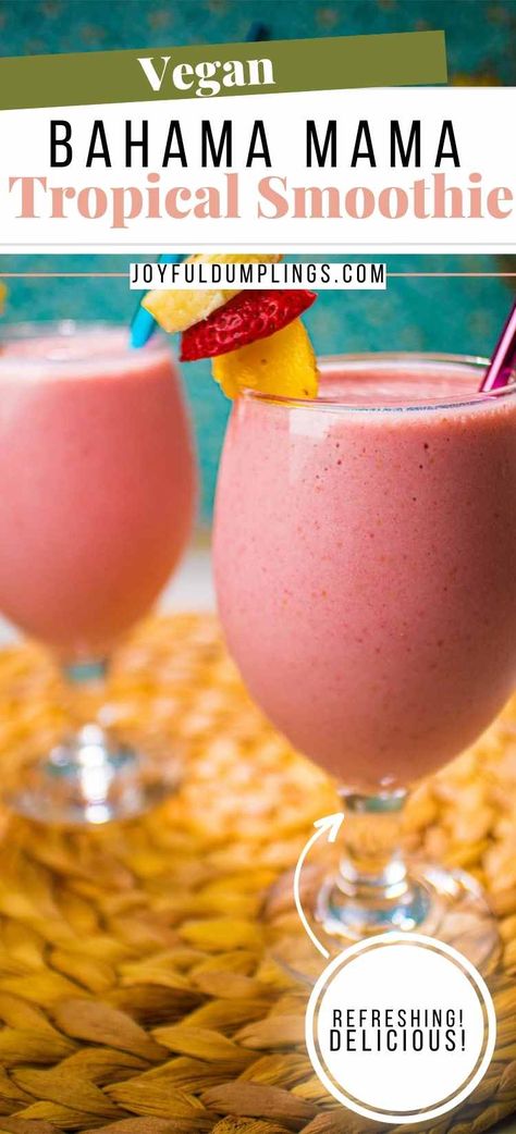 strawberry smoothie Pineapple And Coconut Milk, Bahama Mama Drink, Tropical Smoothies, Summertime Snacks, Vegan Smoothie Recipes, Pineapple And Coconut, Bahama Mama, Vegan Drinks, Tropical Smoothie