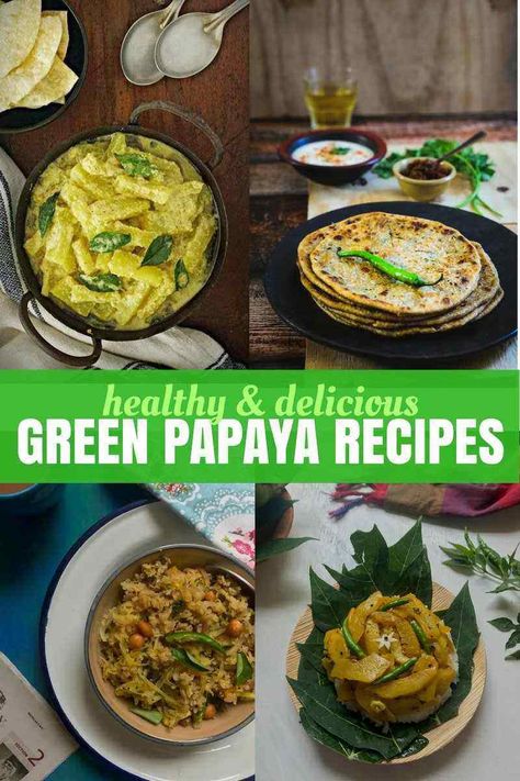 All you want to know about Raw Papaya | Green Papaya – Green Papaya Recipes, health benefits, how to cook raw papaya and a whole bunch of other ideas on cooking with green papayas Green Papaya Recipes, Masala Aloo Recipe, Masala Aloo, Paneer Pulao, Papaya Recipes, Aloo Recipes, Green Papaya, Recipe Indian, Paleo Lunch