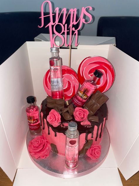 2 Teir Birthday Cake, 18thbirthday Cake, 20th Bday Cake, Chocolate Alcohol, 18th Birthday Cake Designs, Alcohol Birthday Cake, Alcohol Cake, 20th Bday, 20 Birthday Cake