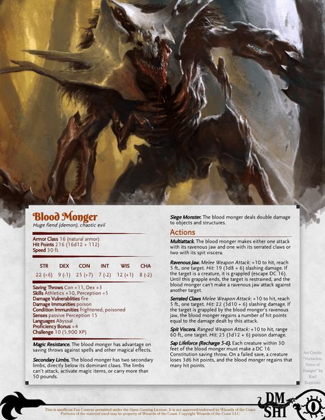 Dnd Demon Stat Block, Dnd Demon Monsters, Dnd Demons, Dnd Demon, Homebrew Monsters, Dnd Monster, Dungeons And Dragons Races, Dnd Druid, Dnd Stats