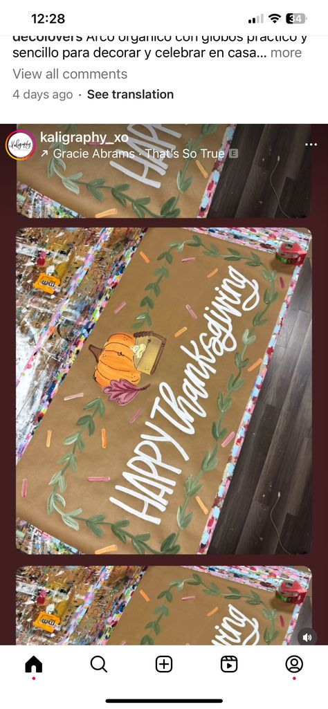 Thanksgiving Banner Painted, Thanksgiving Painted Banner, Thanksgiving Board Ideas, Painted Banners, Thanksgiving Board, Painted Banner, Thanksgiving Banner, Paper Banners, Autumn Painting