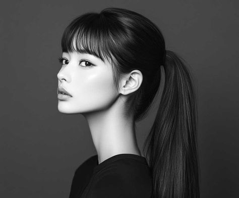 Easy Hairstyles for Long Hair with Bangs • 333+ Inspiring Lifestyle Ideas Bangs With Updo, Long Ponytail With Bangs, Bangs With Ponytail, Ponytail With Bangs, Korean Bangs, Chic Ponytail, Inspiring Lifestyle, Effortless Waves, Romantic Wedding Hair